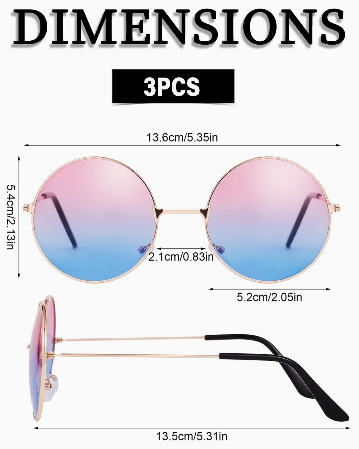 Lunettes De Soleil Rondes Hippie - Style Européen - Neuf Avec étiquettes