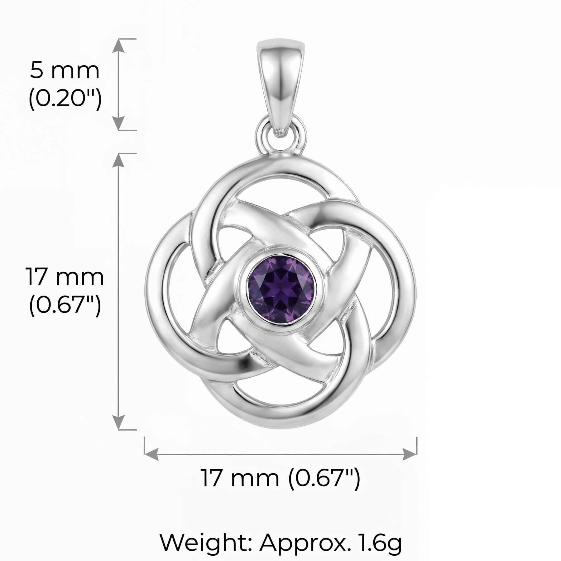 Alexander Castle Halskette mit keltischem Ewigkeitsknoten-Anhänger aus 925er Sterlingsilber mit Amethyst für Damen – keltischer Schmuck mit 45 cm langer Kette und Geschenkbox – 17 mm x 17 mm