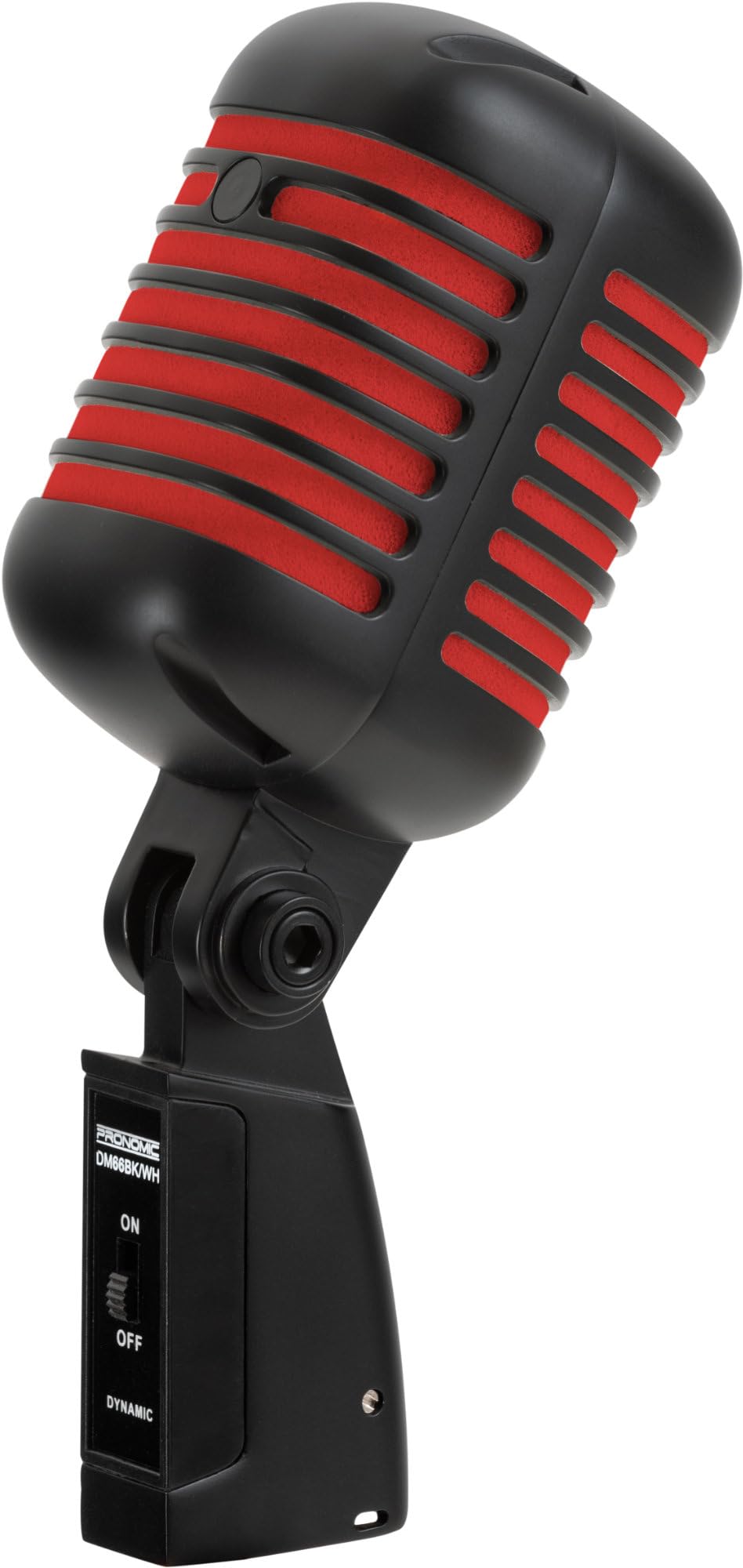 Pronomic DM-66BK/RD Dynamiczny Mikrofon Wokalny w Stylu Vintage Retro (Pasmo Częstotliwości: 50-16 000 Hz, Stabilna Obudowa z Odlewu Ciśnieniowego), Czarny/Czerwony
