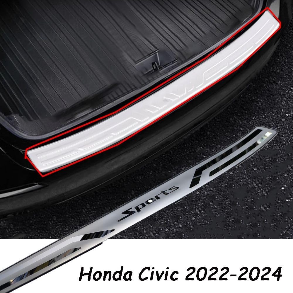 Rear Bumper Protector for Honda Civic 2022-2024 2025 Accessories, Parts Tailgate Back Trunk Door Sill Cover Scuff Plate Strip Guard Protection