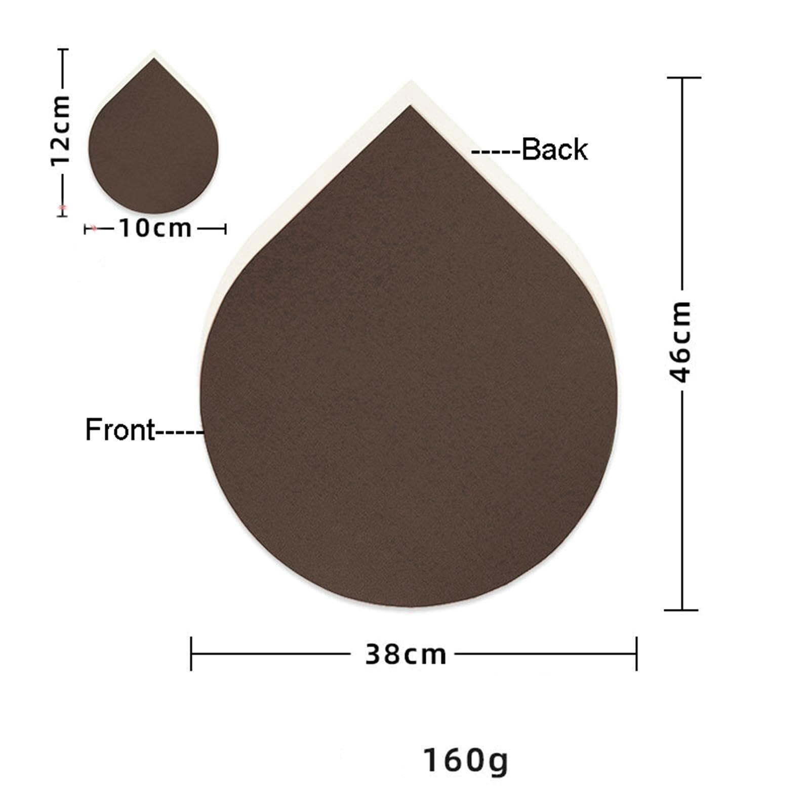 Tovagliette Americane e Sottobicchieri Set di 8, Tovagliette Cucina Impermeabili Pelle Reversibile Bicolore Forma di Goccia d'acqua, 38x46 cm e 10x12 cm