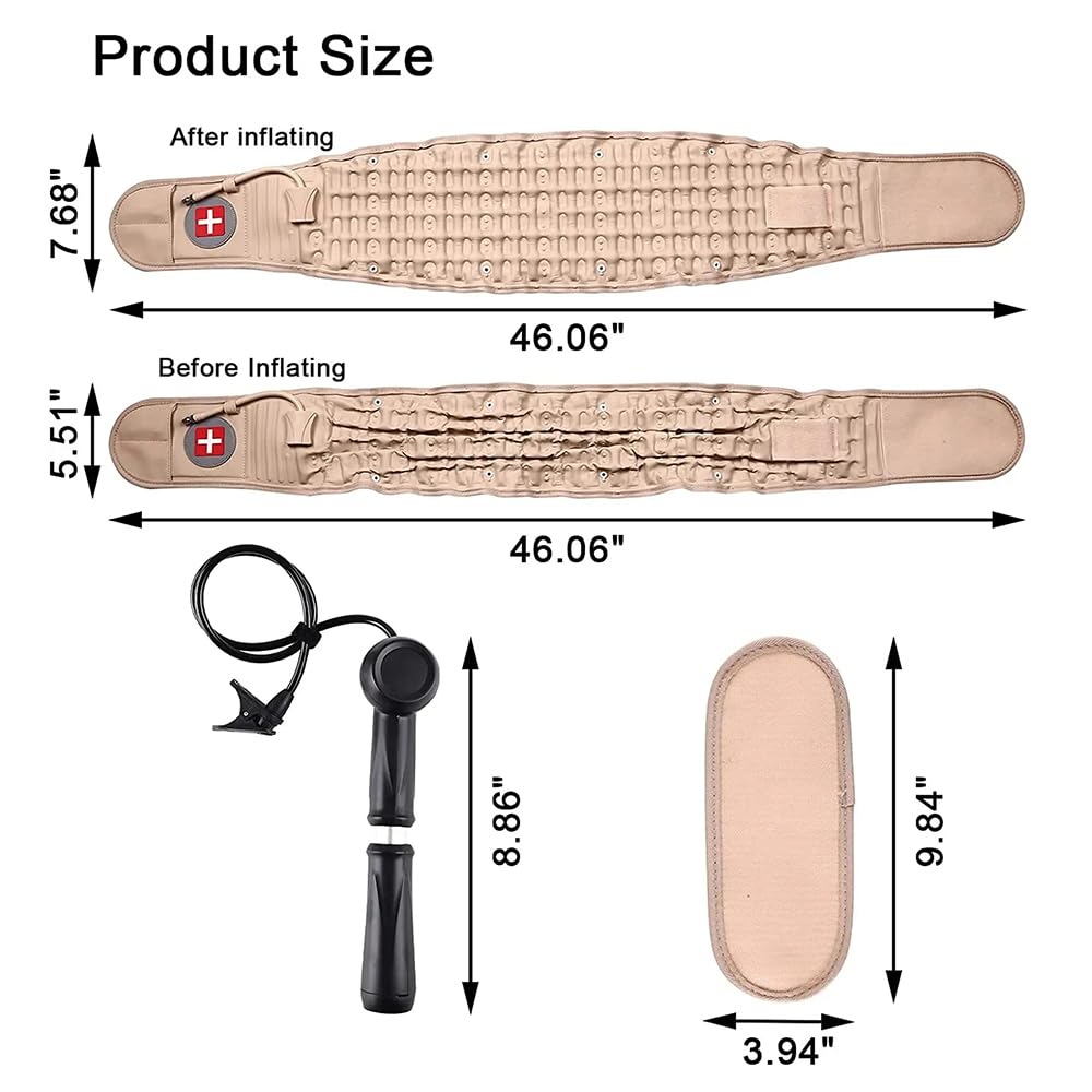 NEWFUN Faja Lumbar，Cinturón de descompresión，Faja Lumbar Hombre，Cinturón lumbar inflable, dispositivo de tracción, para el alivio del dolor muscular y la prevención de lesiones, corrección postural