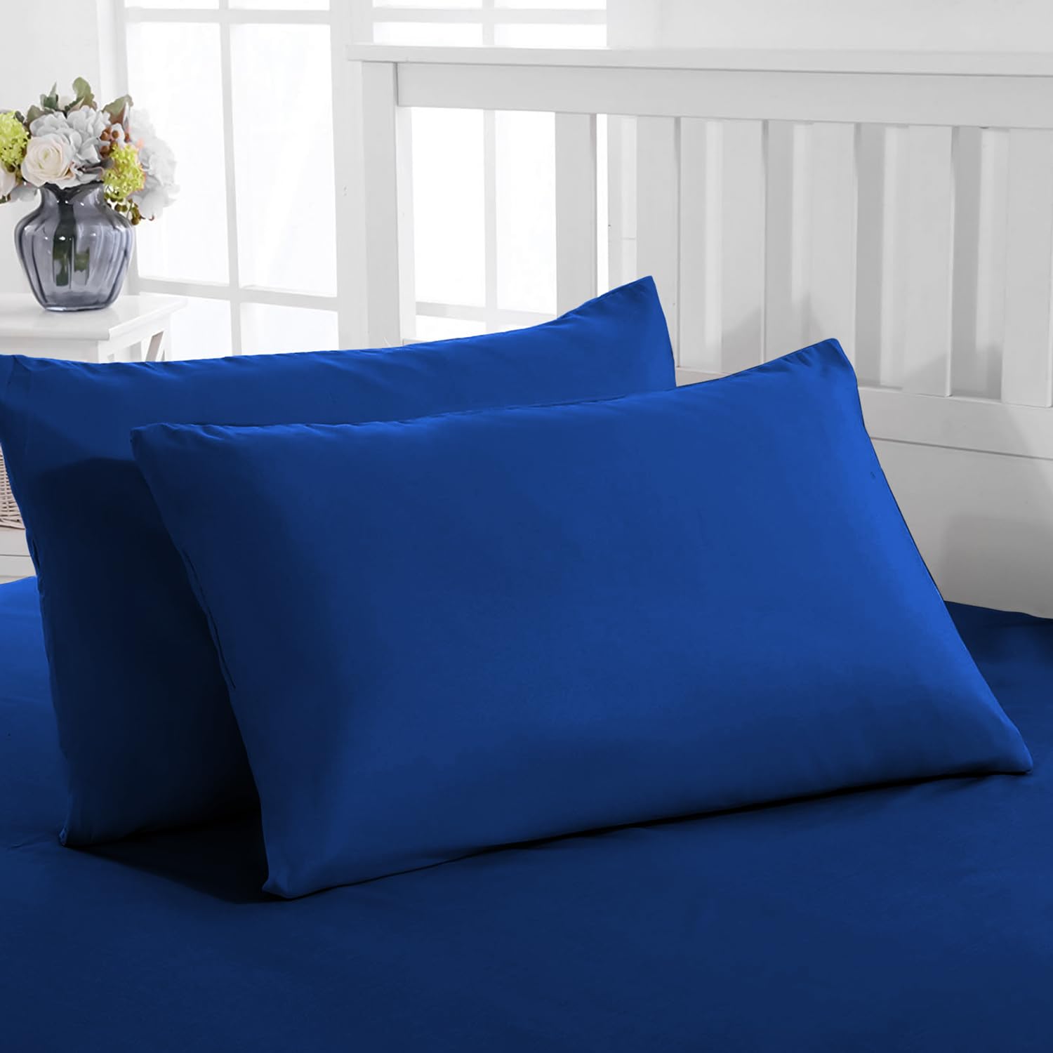 PRIME LINENS Pillow Cases 2 Pack Standard Size Microfibre Pillow Cover with Envelop Closure Wrinkle Fade Resistant Pillowcases Machine Washable (Royal Blue, 50 x 75 Cm | Pack of 2)OEKO-TEX STANDARD 100