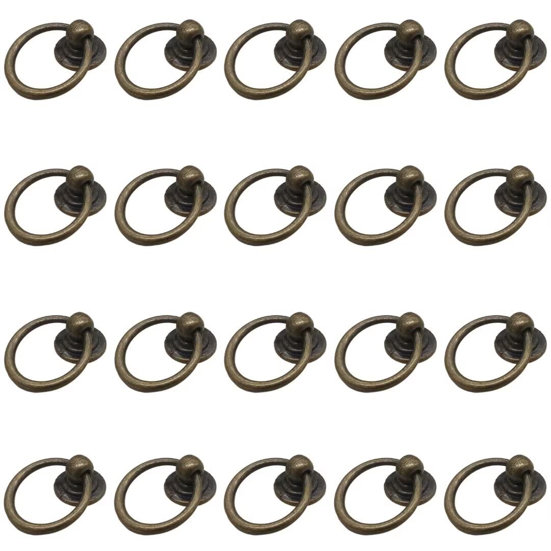 Ydhsikk Antique Bronze Drawer Handles, Pack Of 20 Multicolor Multiple Sizes Zinc Alloy Door Ring Pull Handles For Cabinet Drawer Wardrobe(,Style A)