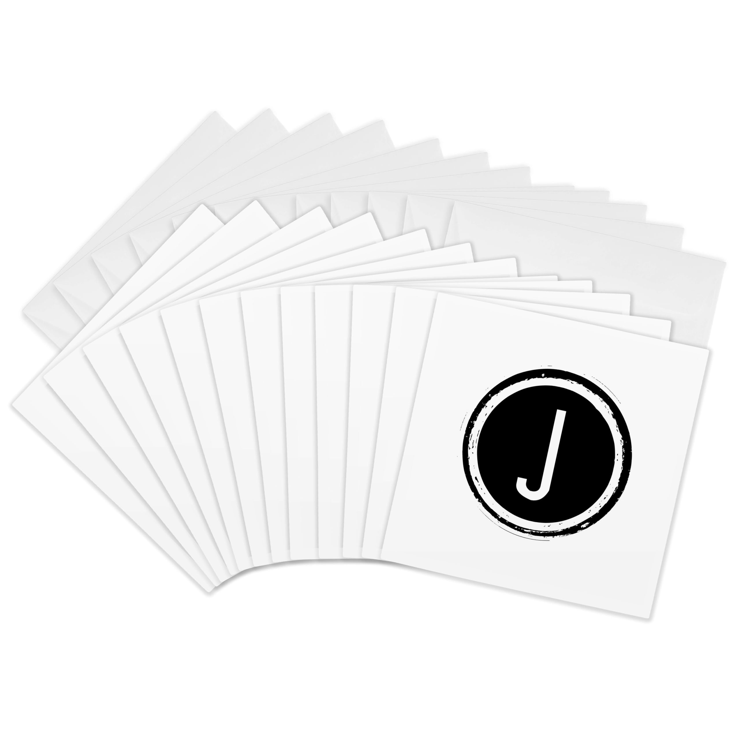 3dRose gc_244984_2 6 x 6-Inch "The Letter J Monogram, Black Letter J on White Background" Greeting Card (Set of 12)