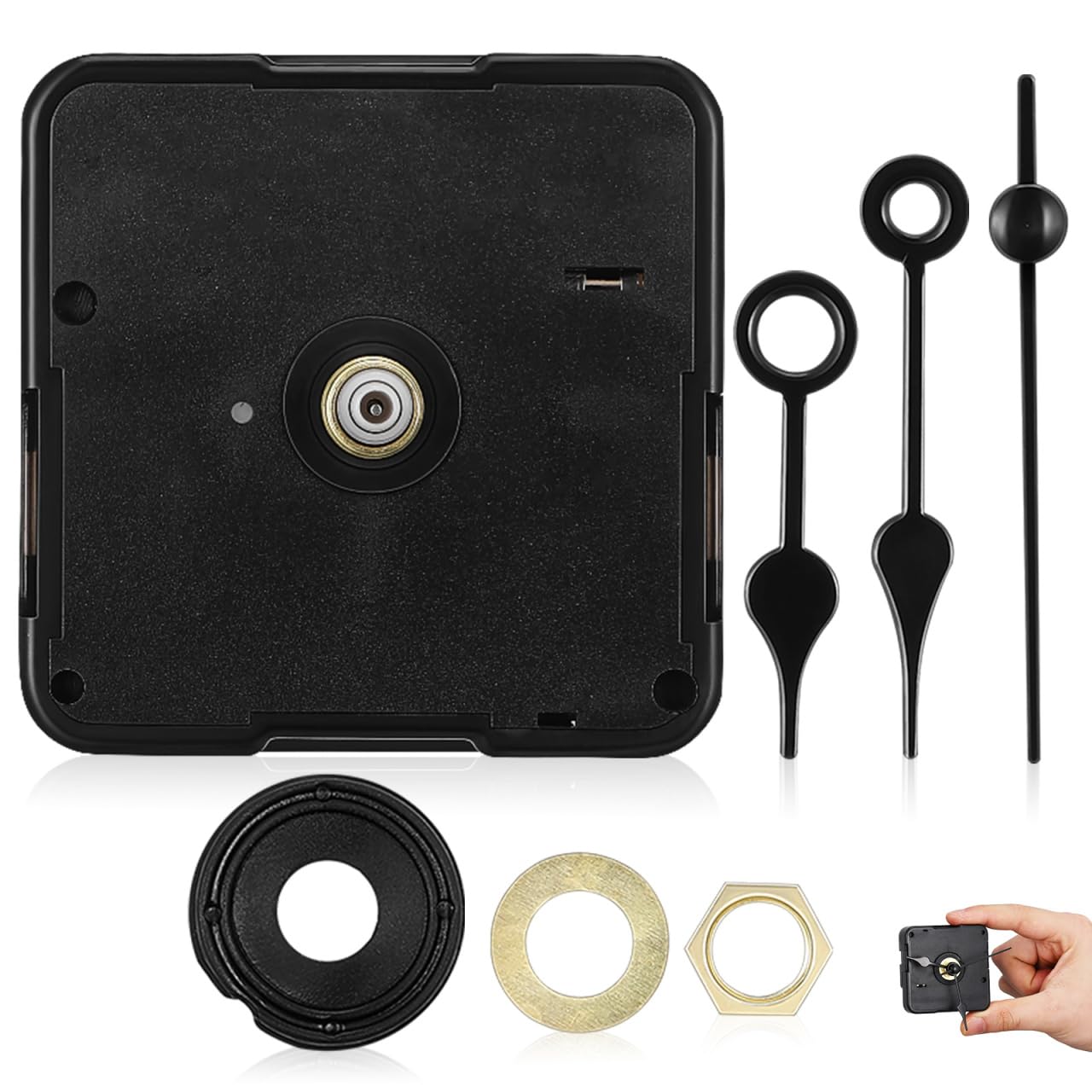 BESPORTBLE Silent Quartz Clock Mechanism - Non-Ticking Battery Powered Motor Kit with Hands for DIY Repair & Replacement, High Precision 5.5cm Movement