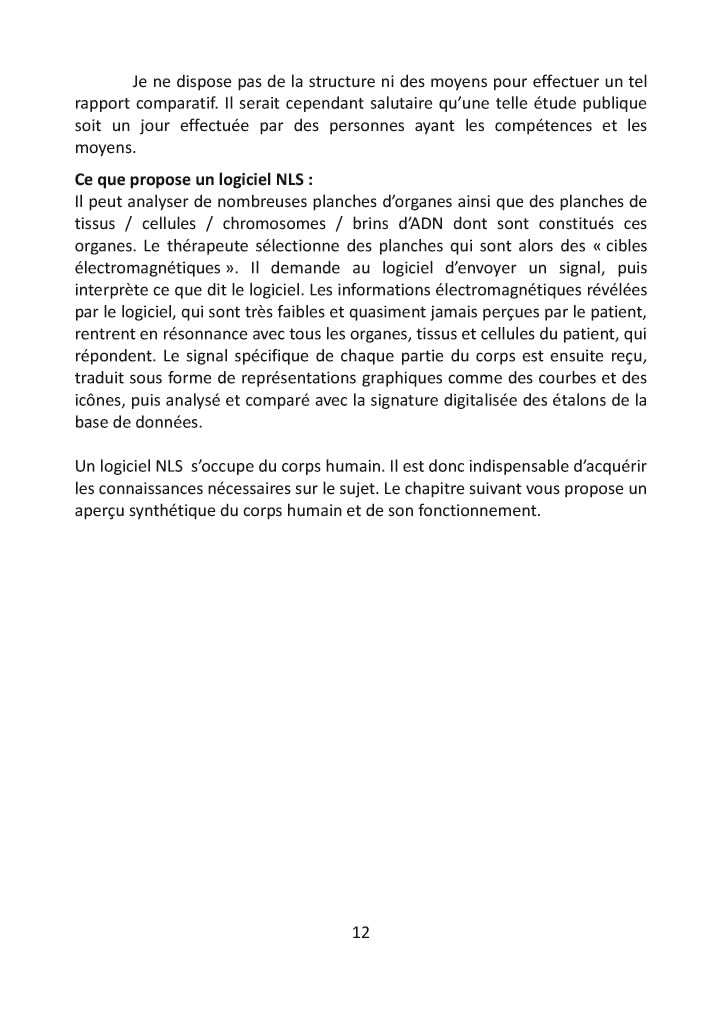 Manuel professionnel pour logiciels NLS de Biorésonance