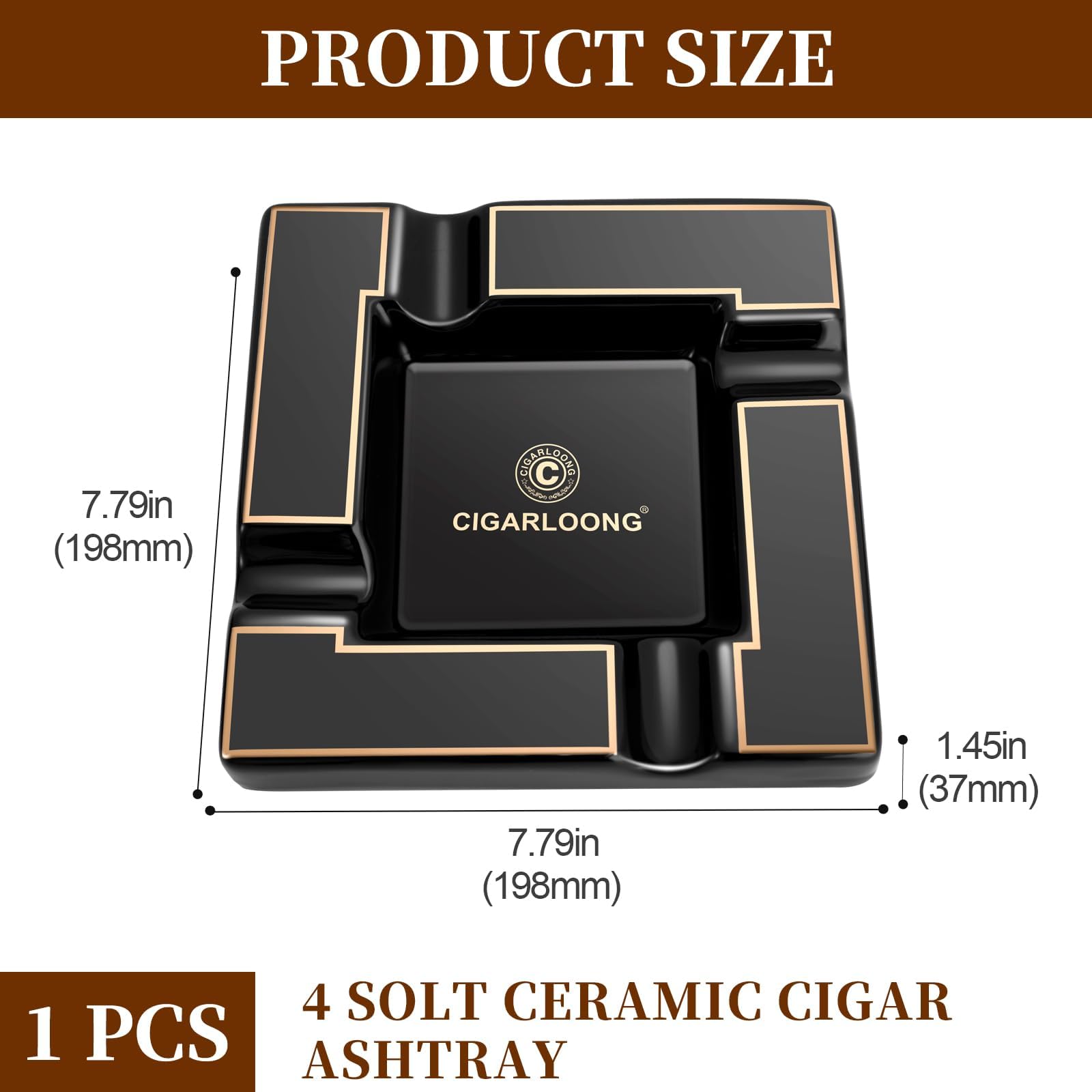 Cenicero de cigarros, soportes de cerámica para puros, soporte grande de 4 ranuras para uso doméstico o al aire libre