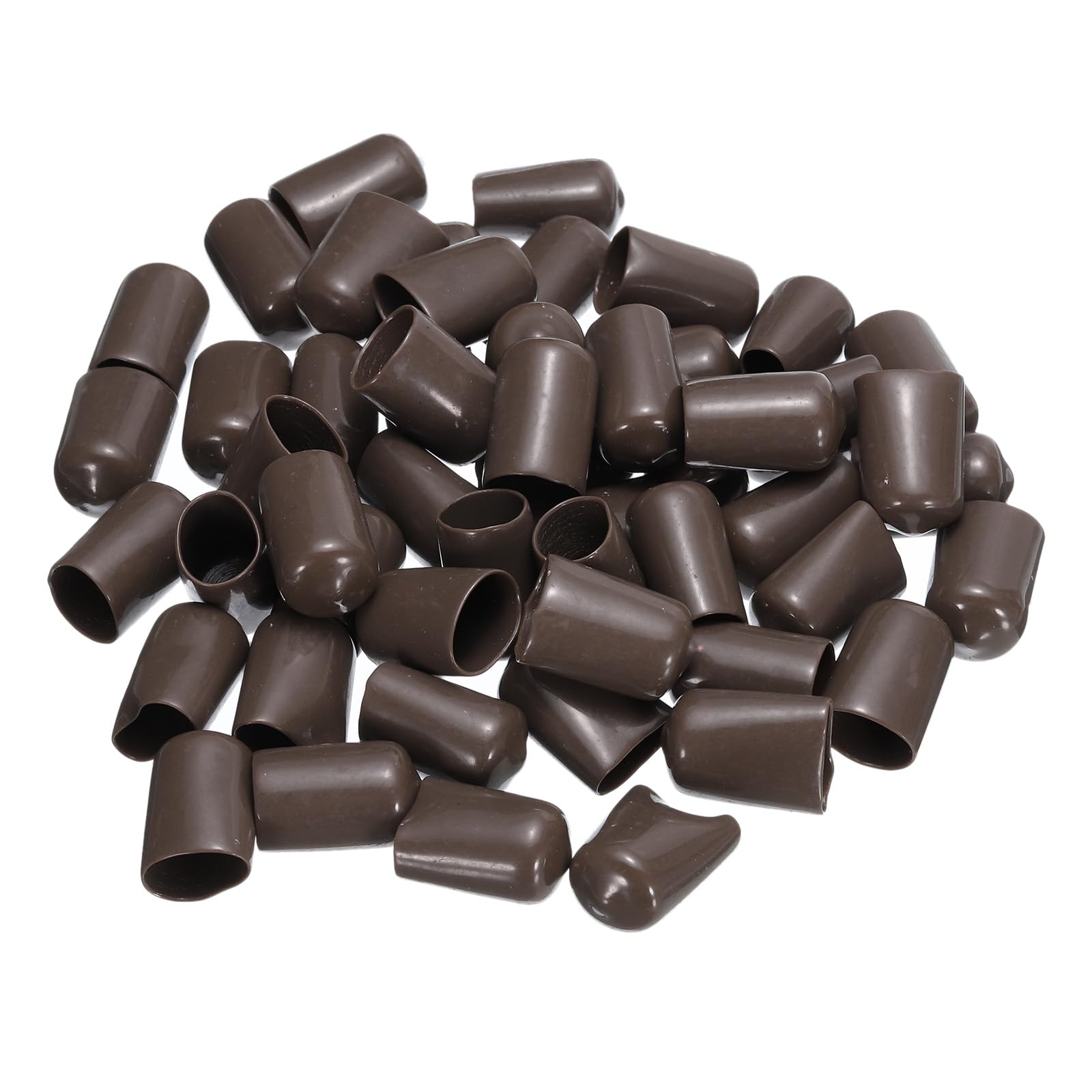 uxcell 100pcs Rubber End Caps 12mm ID Vinyl Round Tube Bolt Cap Cover Screw Thread Protectors Brown