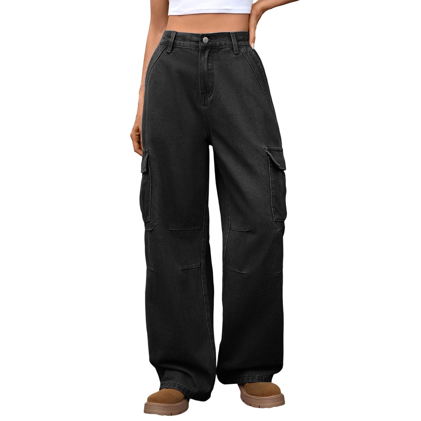 Pantalon Vaquero Mujer Pantalones Pantalón Casual Tejanos Primavera Invierno Ropa Ancho Vaqueros Rectos Tallas Grandes Elasticos Ligero Baggy