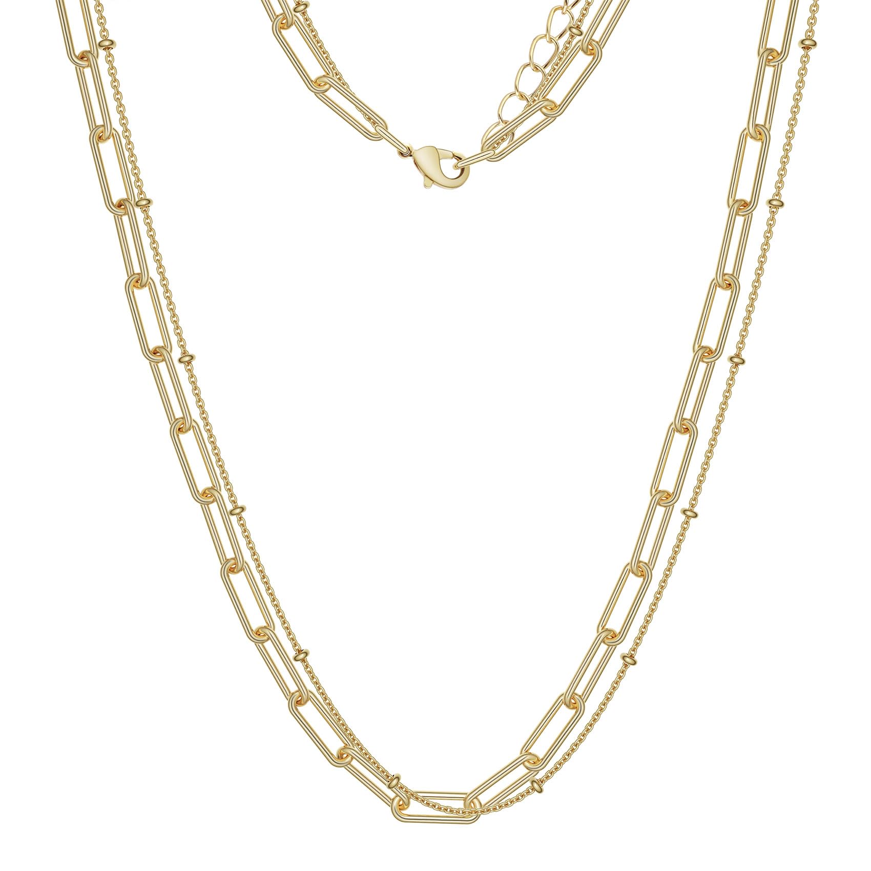 14k Gold Plated Dainty Gold Necklace Stack Chunky Chain Choker Paperclip Snake Simple Necklace Jewelry for Women