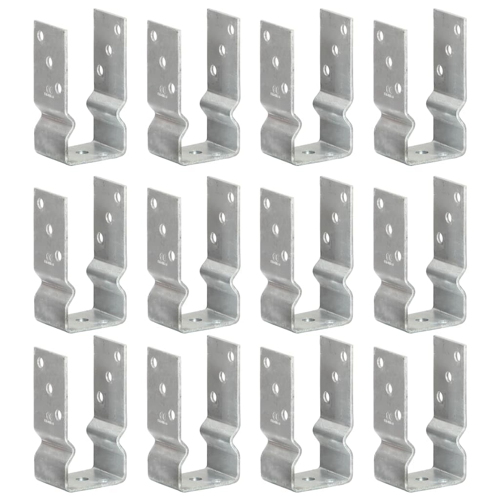 Verzinkter Stahl Pfostenträger Set 12 STK. Silbern 7×6×15 cm, Pfostenschuhe mit vorgebohrten Löchern für sichere Montage von Gartenzäunen und Außenbauten