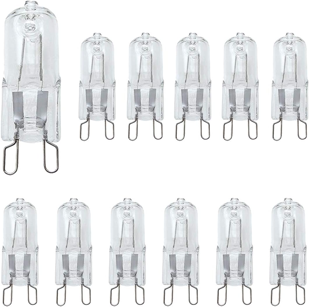 B4U G9 Halogen Bulbs 28w, 12 Pack Light Bulbs G9, Dimmable G9 Bulbs