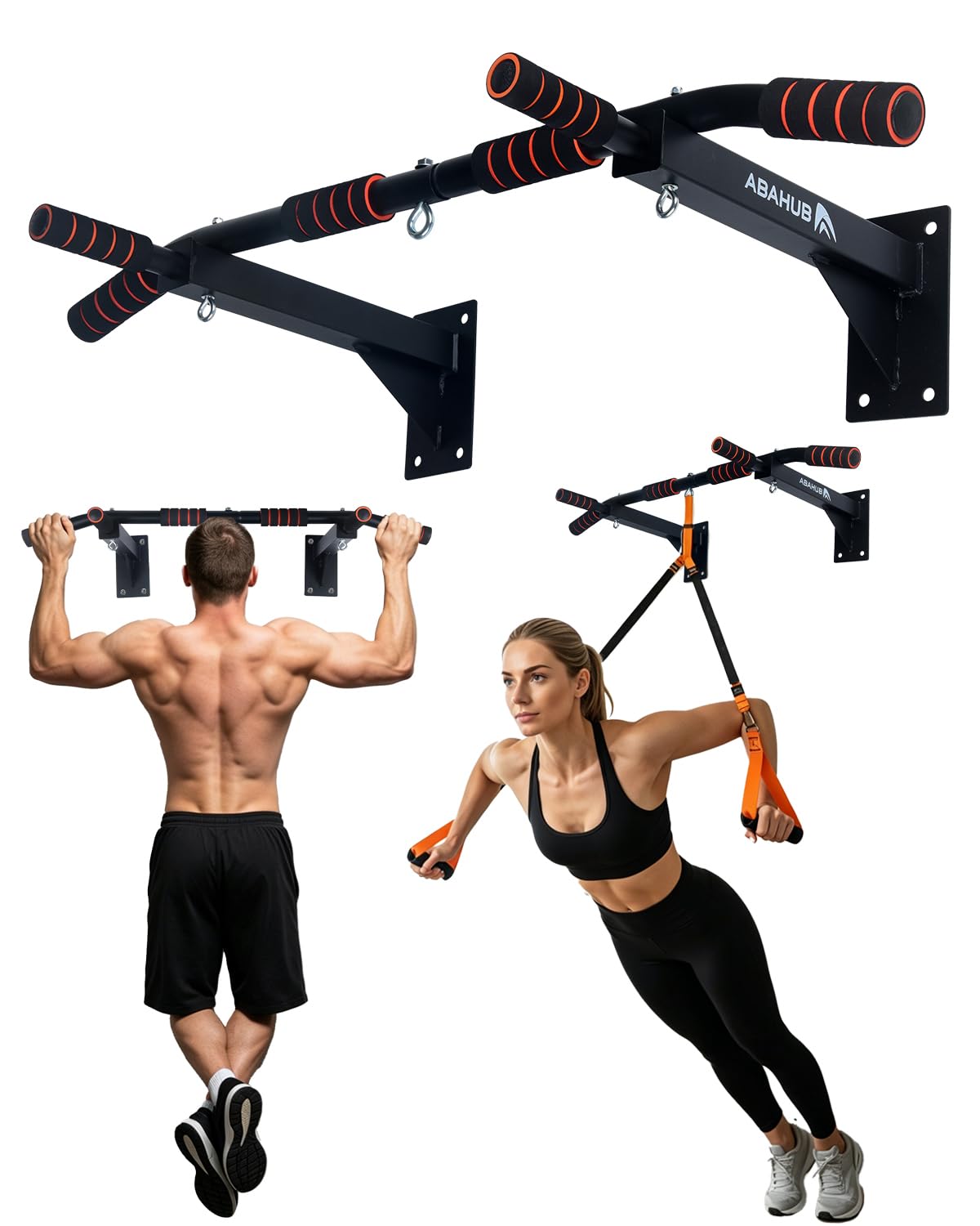 Abahub Pull-up bar wall mounting, drilling mounting, load capacity 200 kg