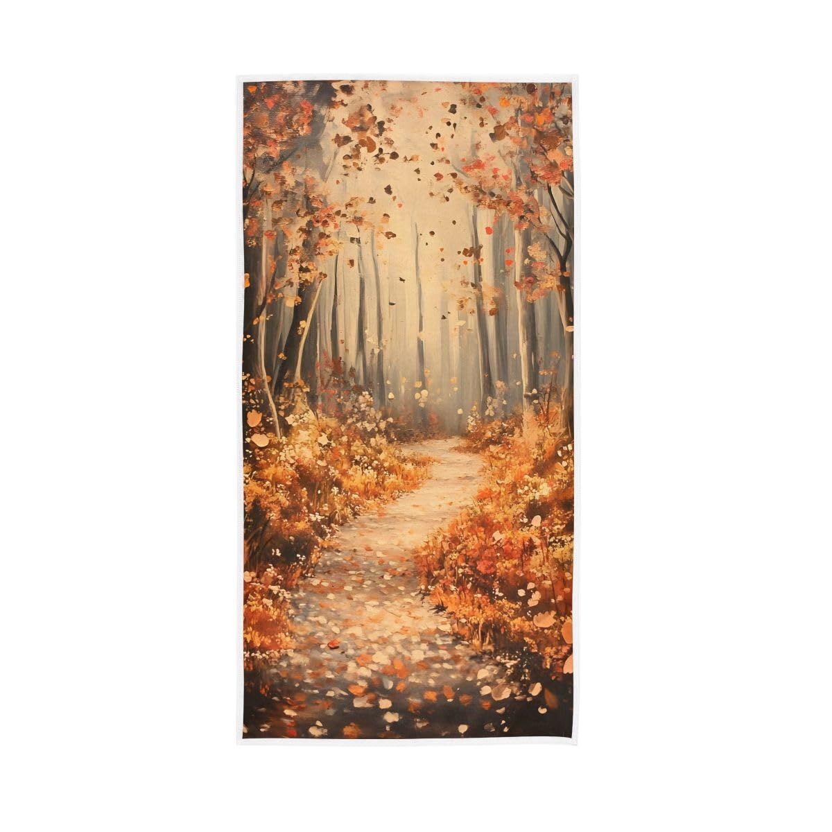 HUYGD Autumn Leaves Trees Hand Towels Cotton Absorbent Soft Decorative Towel for Bathroom 15 x 30 Inch