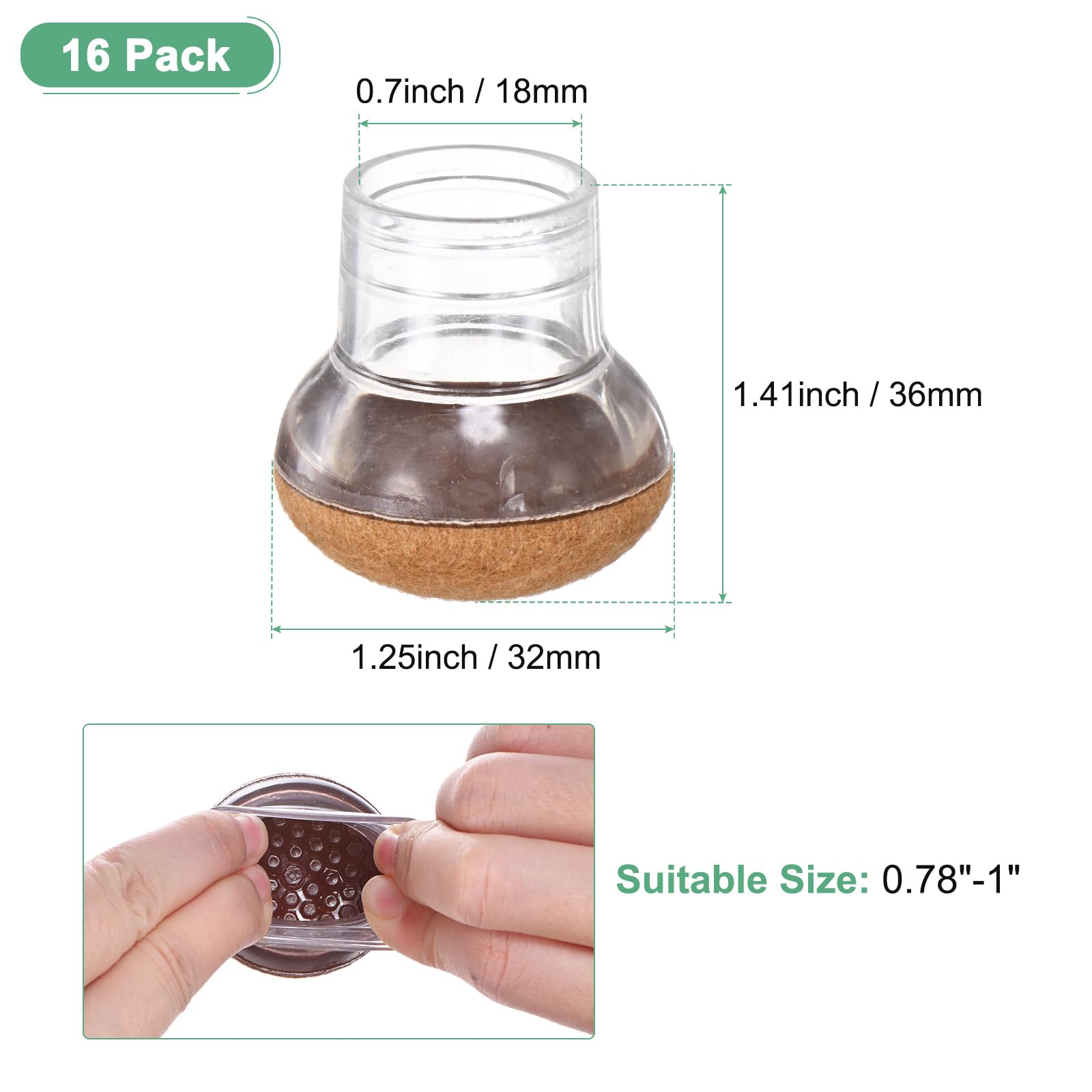 M METERXITY 16-Pack Chair Leg Floor Protectors - Image 3