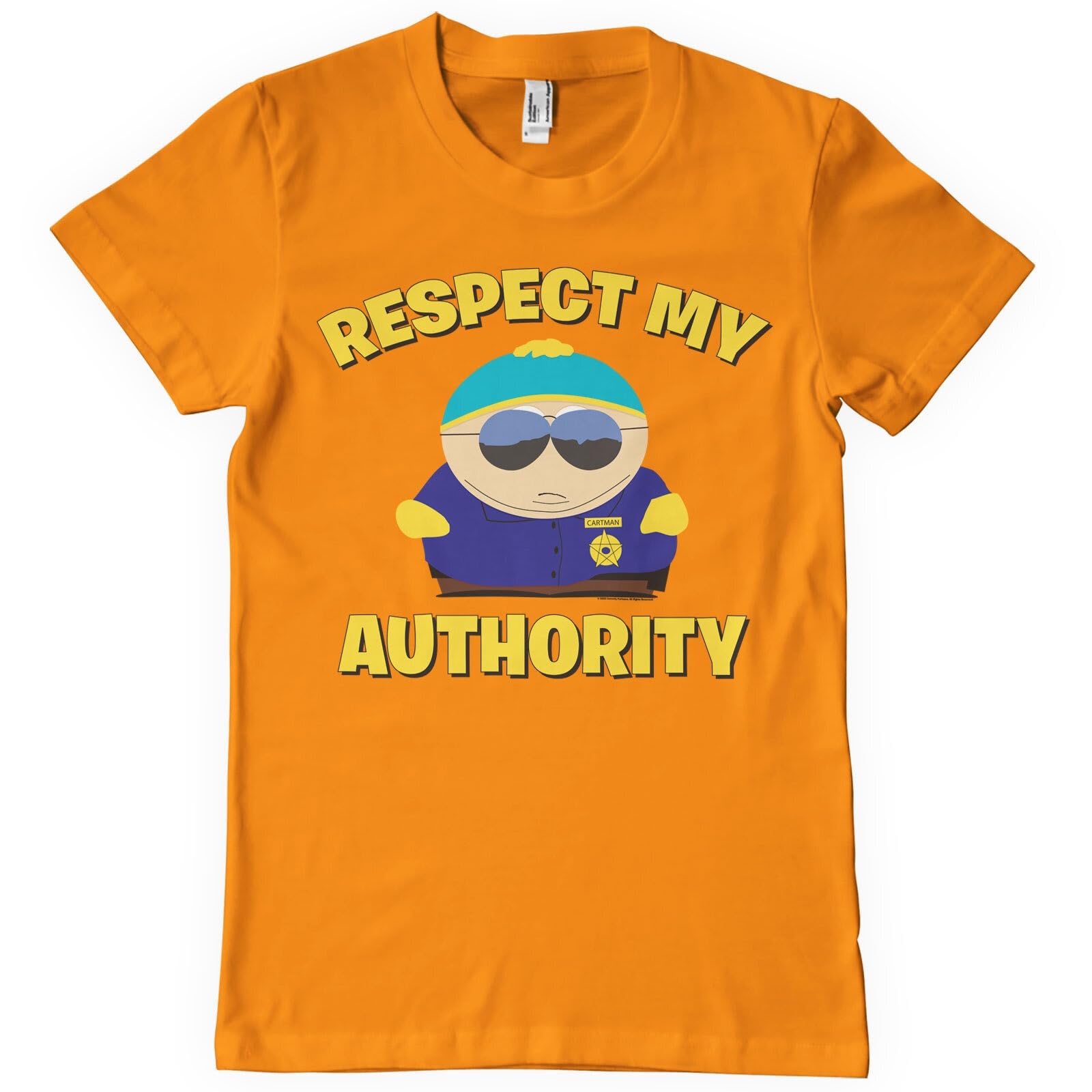 South Park Men's Orange Officially Licensed Respect My Authority T-Shirt (Orange), X-Large