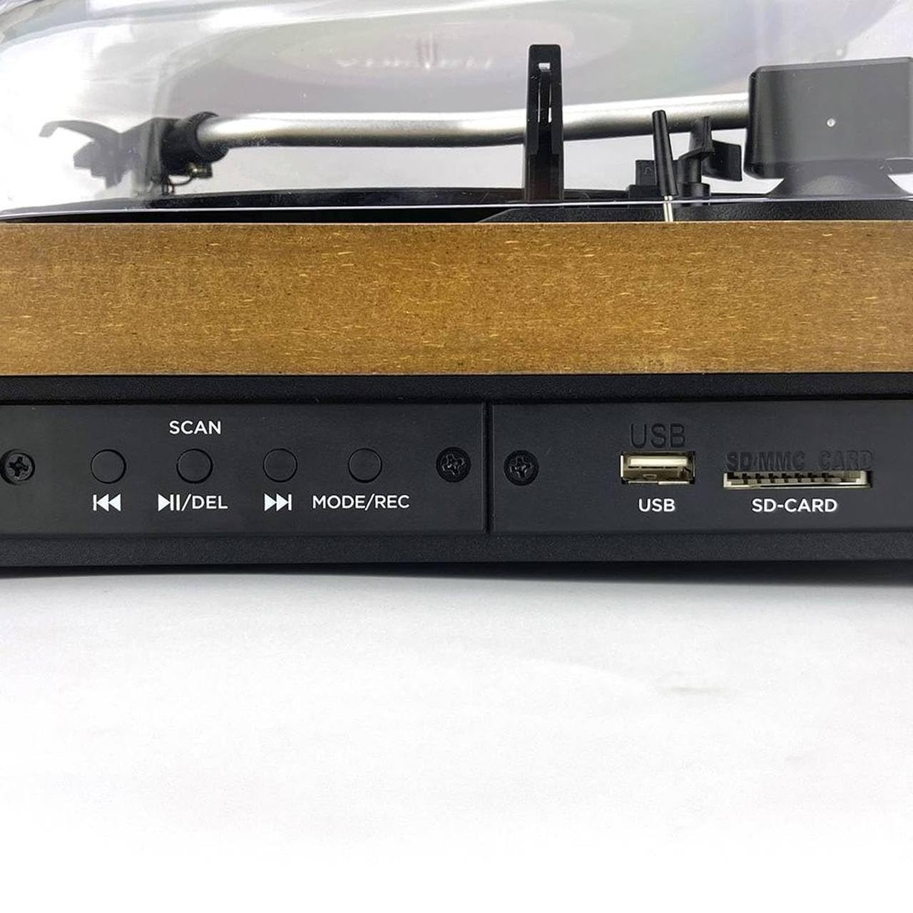 AIWA – Giradischi LPS-25WD | 3 velocità 33/45/78 giri; Bluetooth 5.4; Speaker integrati 2×5W; USB/Audio RCA; Radio FM, Colore Legno