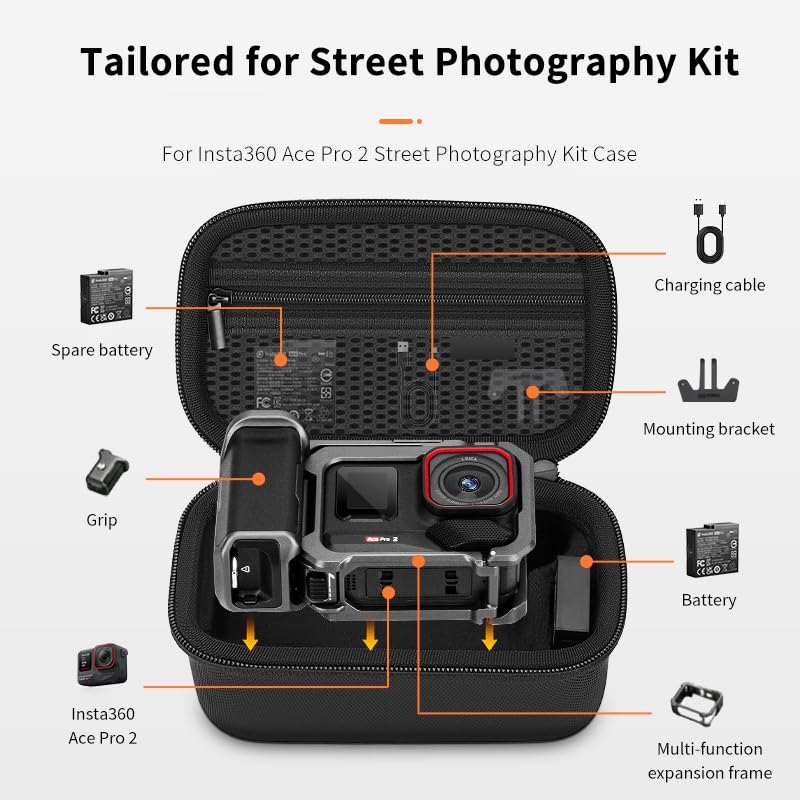 Maleta transportadora para Insta360 Ace Pro 2 negra miniatura 2