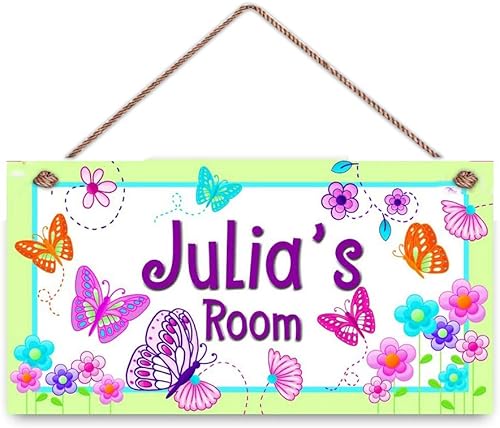 Deliciosa mariposa de lima para niñas, dormitorio, cuarto de bebé, placa de madera con nombre personalizado, decoración artística para colgar en la