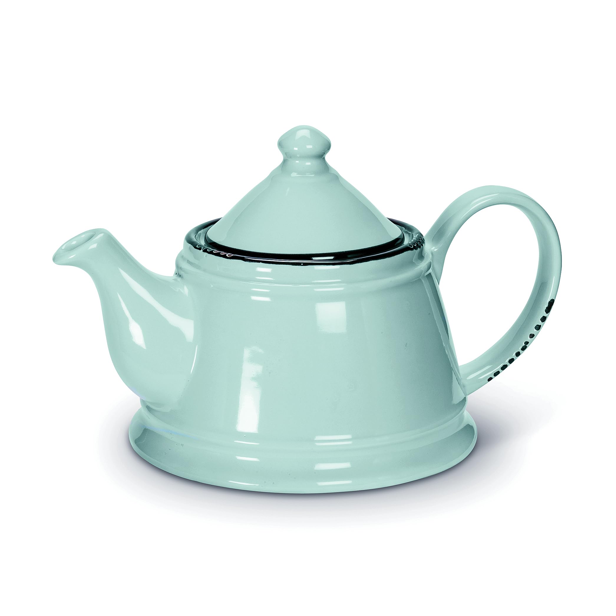 Green Enamel Look Teapot, 9 inches L