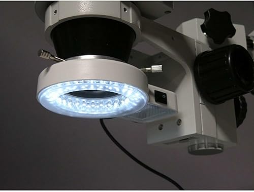 Miniatura 28 de AmScope SM-3TZ-80S Microscopio de zoom estéreo trinocular profesional, ocular WH10x, aumento de 3.5X-90X, objetivo de zoom 0.7X-4.5X, anillo de luz