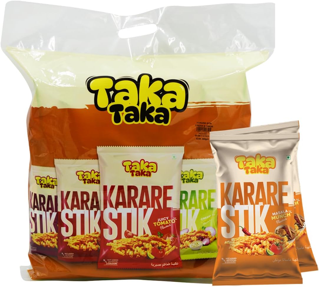 Karare Stik - Masala Munch Flavour, 12 Pack (25g each) | Crispy Corn Snack Sticks | Spiced with Traditional Masala | Savory & Flavorful Snack | Perfect On-the-Go