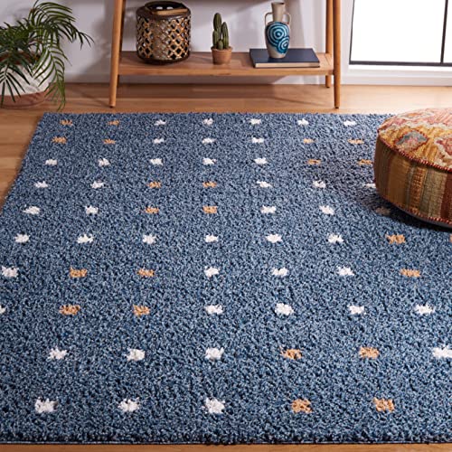 Tapete SAFAVIEH Calico Shag 160x90 cm Azul y Marfil