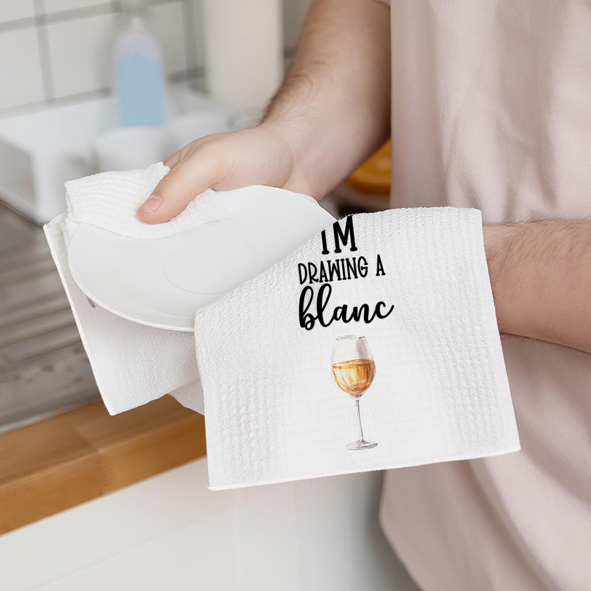 4Pcs Funny Wine Kitchen Towels 24x14 Inch, Merlot Cab Alcohol Decor Waffle Weave Hand Towels for Kitchen Bar, White Absorbent Microfiber Dish Cloth Tea Towel, Housewarming Gifts for Women Hostess - Image 3