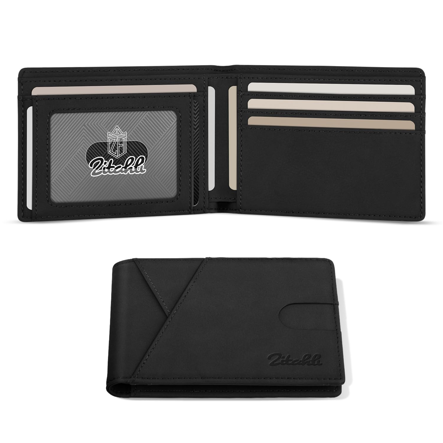 Zitahli Bifold Wallets for Men, Slim RFID Leather Card Holder Cash Pocket | Minimalist Front Pocket Design, Holds 11 Cards, RFID Protection, Gifts for Men on Birthdays, Father’s Day, and Christmas