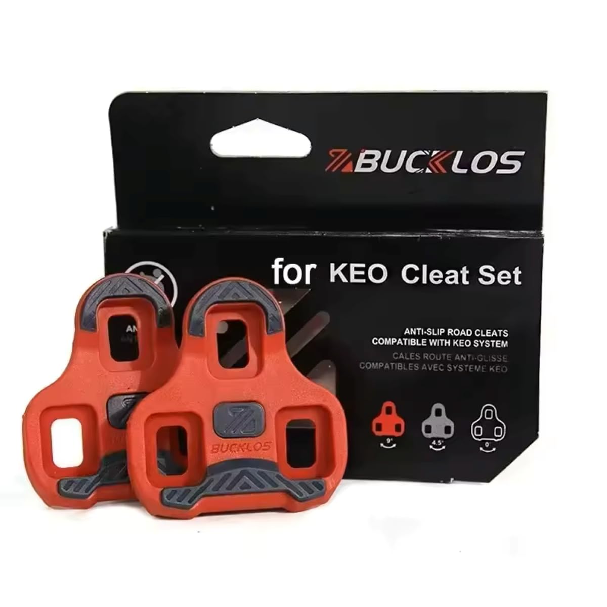 Road Bike Pedal Cleats Compatible with LOOK KEO, Anti-Slip Cycling Cleats Set with Hardware (Red)