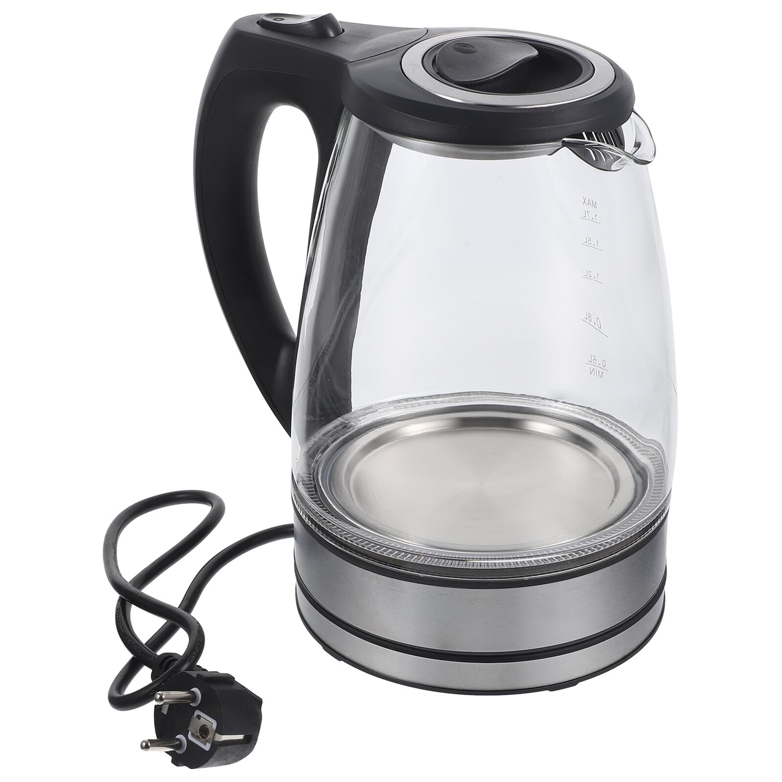 DOITOOL Hervidor Eléctrico de Vidrio 17L Negro Apagado Automático Tetera Portátil de Ebullición Rápida para Cocina y Oficina