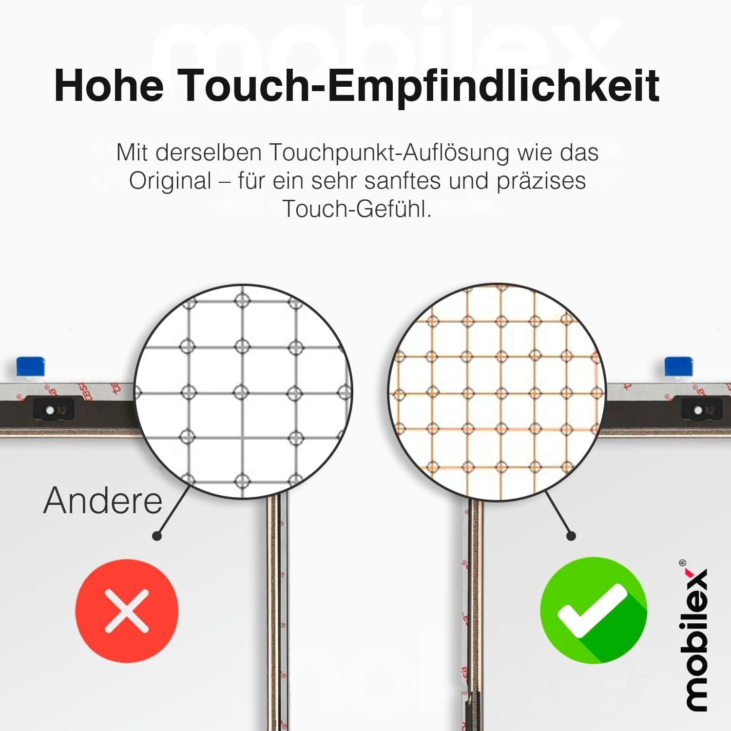 MOBILEX® Touchscreen für iPad 6 (2018) [Schwarz] | OEM Digitizer | Super Widerstandsfähiges Glas | Hochdichter Kupfersensor | 3M Klebeband | Staubschutz