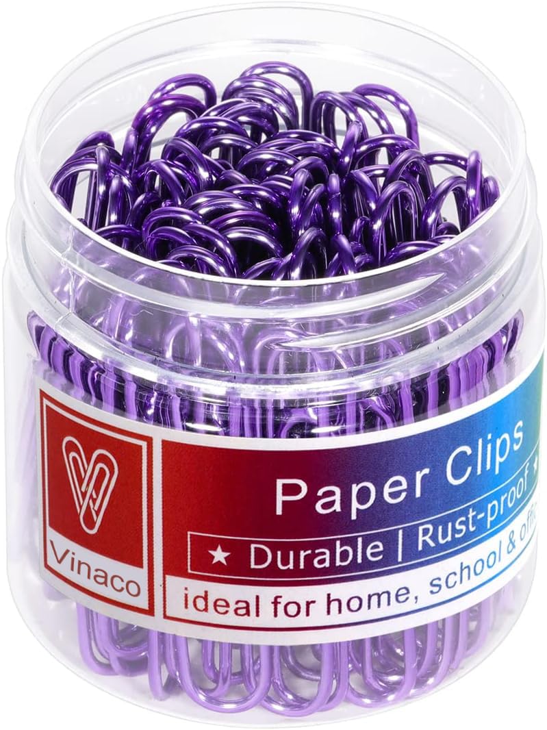 VinacoPurple Jumbo Paper Clips, 100 Pack, 2 Inch (50 mm), Durable & Rust Resistant, Great for Office, School and Personal Use