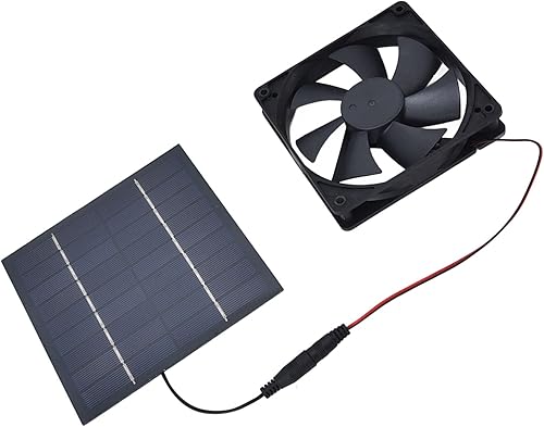 Miniatura 4 de Hyuduo Panel solar de 10 W, 10 W, doble ventilador, impermeable, panel solar para interiores y exteriores, con kit de ventilador de escape