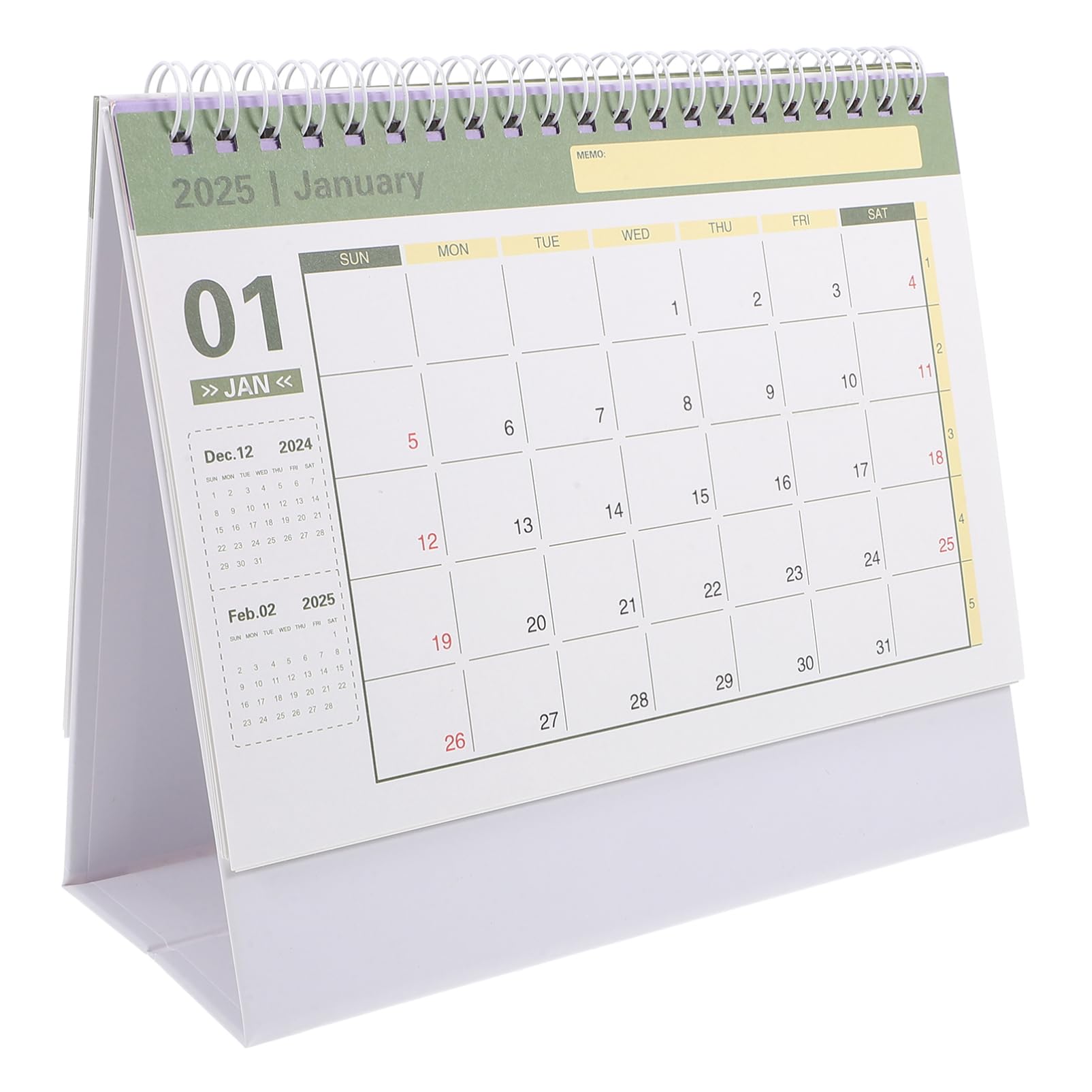 DEARMAMY Spiral Binding Calendar Full Year Calendar Office Small Desk 18 Monthly Wall, White, 8W x 8H cm