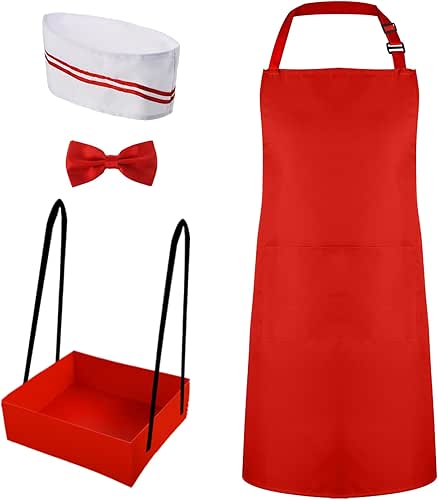SATINIOR 4 Pcs 1950s Adult Waiter Costume Hot Dog Soda