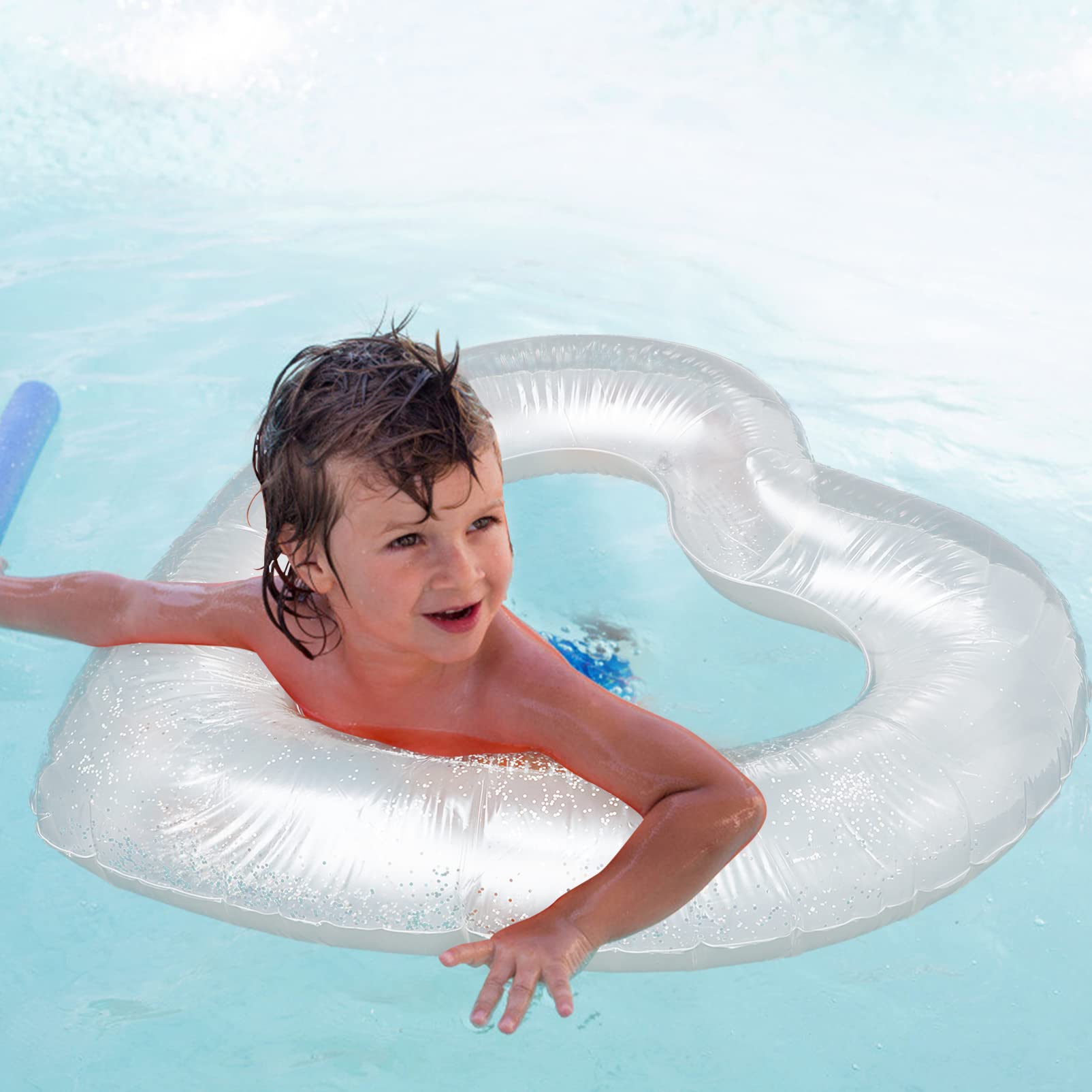 Abaodam salvagente a forma di cuore toys for giocattolo pool party piscine per piscina zattera anello galleggiante a forma di cuore anello galleggiante da spiaggia pvc bianca