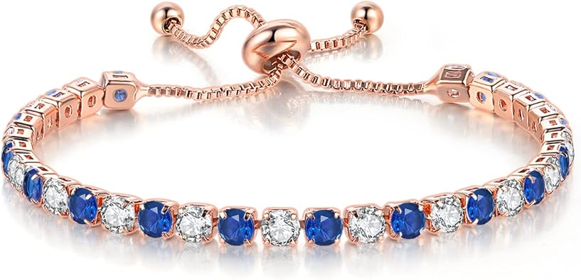GEMOSA Silver Tennis Bracelets for Women, Crystal Adjustable Bracelet
