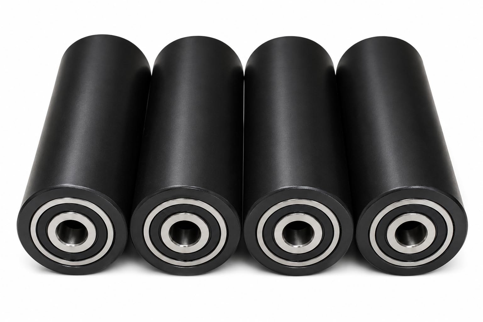 4X Polyamid Rollen Ø40mm mit Kugellager – Nylon Laufrollen Schwarz – Bis 100 kg Tragkraft pro Rolle – Hochbelastbare Kunststoffrollen für Maschinen, Werkbank & Transportwagen