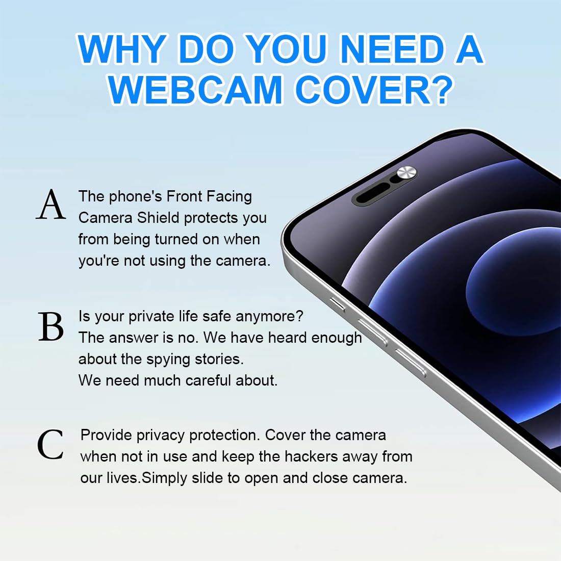 2 Pièces Caches pour Caméra Frontale, Amovibles, Compatibles avec Phone 16/16Plus/16Pro/16Pro Max/17, Protègent la Confidentialité et la Sécurité, N'affectent pas la Reconnaissance Faciale