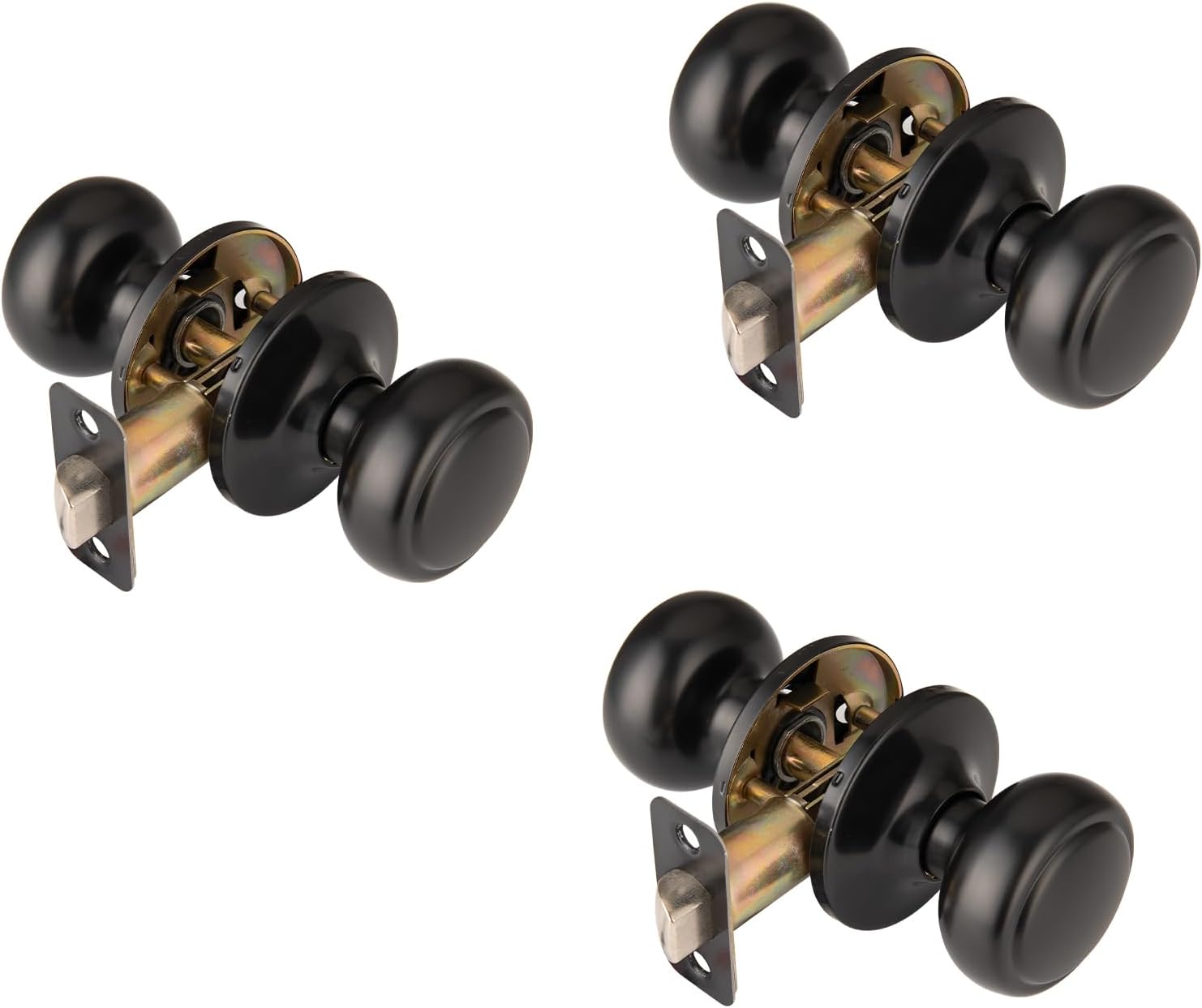 6-Pack Matte Black Door Knobs,Interior Door Knob with Lock,Coastal Style Door knob for Privacy and Bedroom (Bath or Privacy)