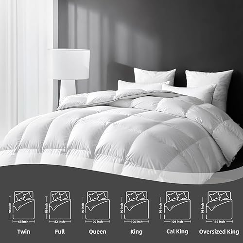 Miniatura 6 de Edredón de fibra de plumón de ganso tamaño Queen, relleno de edredón esponjoso prémium para todas las estaciones, edredón de cama de hotel 100%