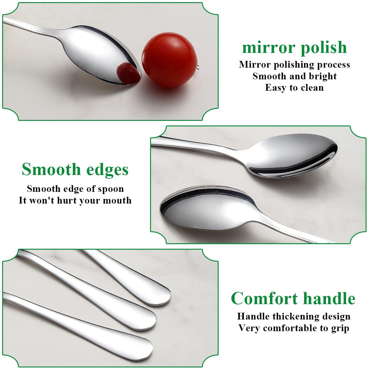 Cuillères à Café 12 Pièces 14cm, Berglander Set de Petites Cuillères en Acier Inoxydable pour Thé, Dessert, Glace, Espresso Demitasse, Cuillère Métal pour Maison, Cuisine, Restaurant, Fête, Mariage