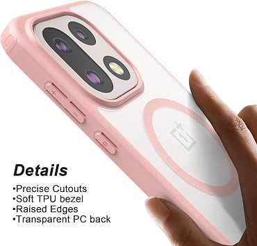 Oneplus 15 Case, Hard Frosted PC Back + Soft TPU Bumper Slim Fit Shockproof Protective Case Cover for Oneplus 15 5G 2025 Pink