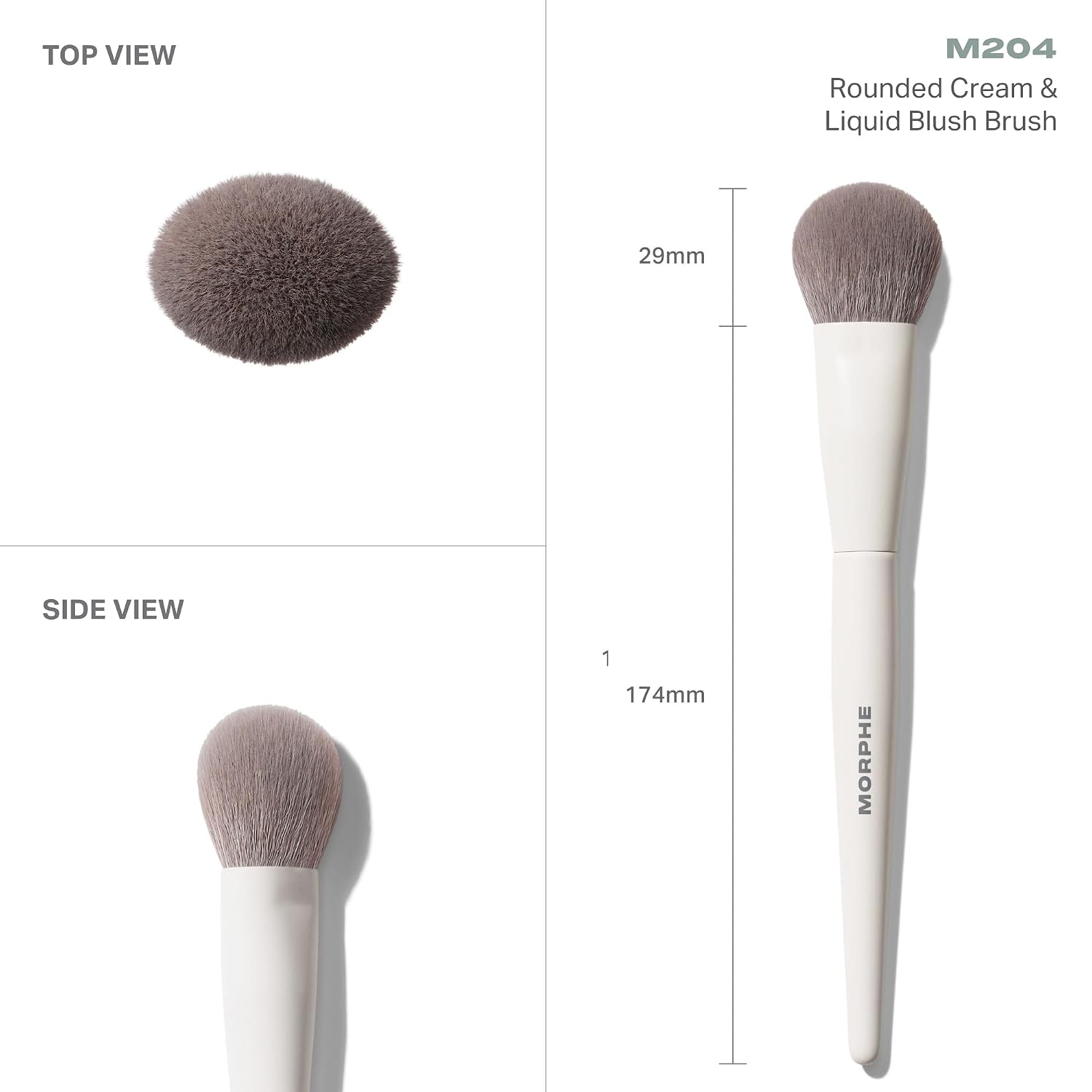 Morphe M204 Rounded Liquid and Cream Blush Brush - Dense Makeup Brush for Precision Sculpting - Liquid & Cream Makeup Brushes for Defined Cheeks and Targeted Color Placement