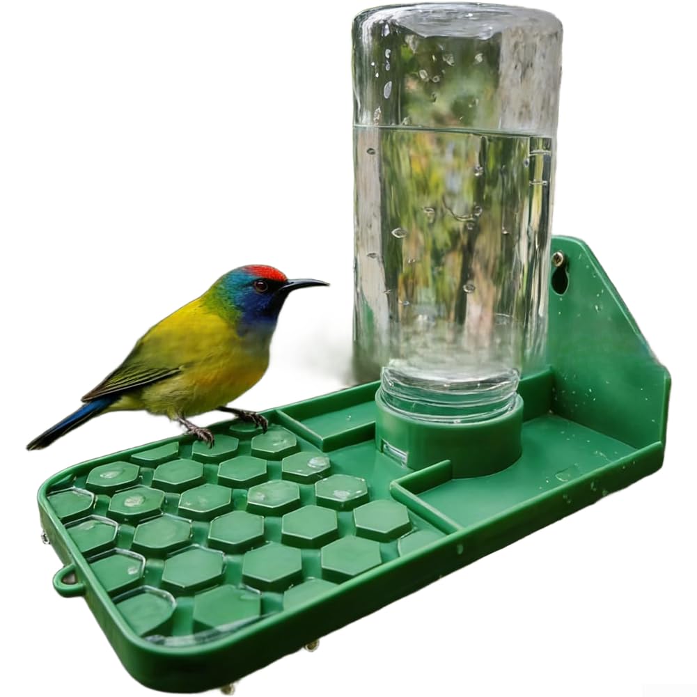 Posheliox Outdoor Water Dispenser, Wall Mounted Bird Bath, Groove Design Prevents Drowning, Thickened Material, Garden Decor For Trees And Walls
