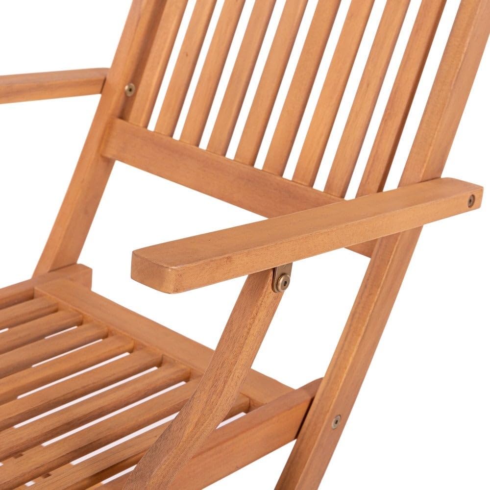 LOLAhome Pack de 2 Sillas de jardín Resistentes y Plegables, con reposabrazos | De Madera natual sostenible de Acacia con FSC | para Exterior, jardín, terraza, balcón o Piscina | Kate