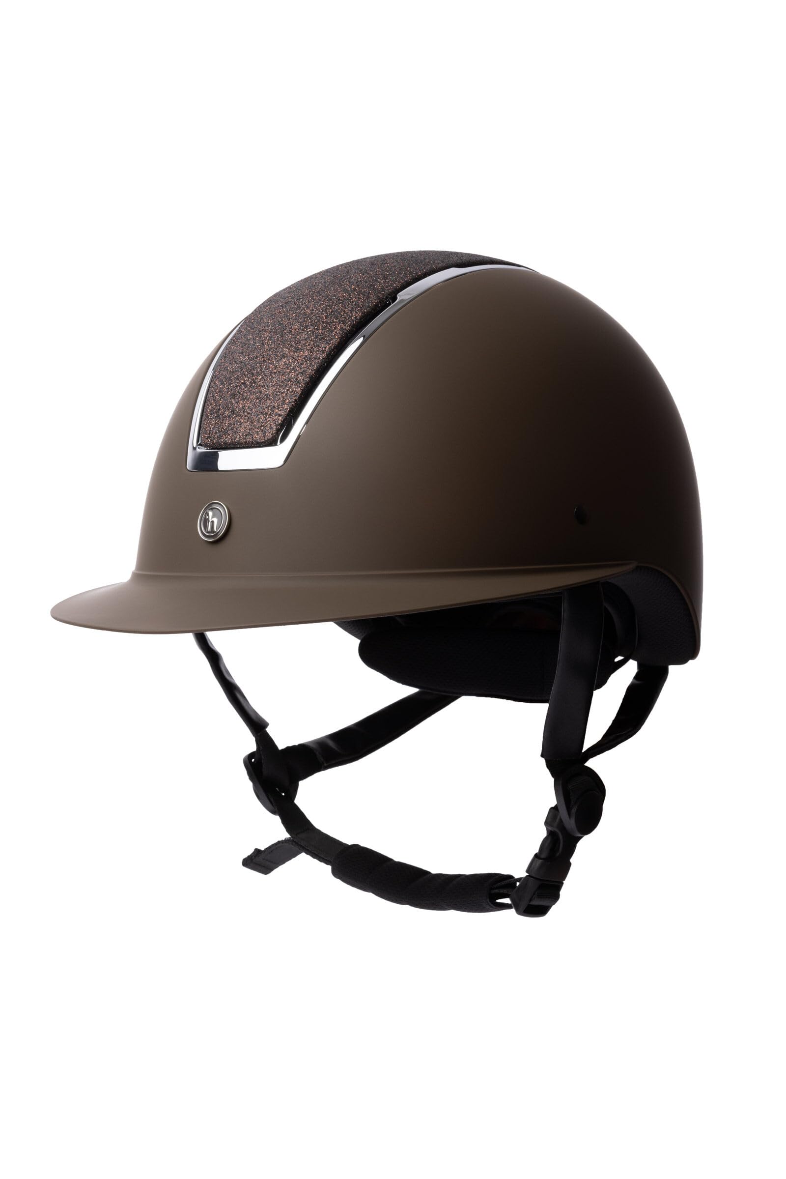Horze Damen Reithelm Monarch Metallic Glitzer, CE EN 1384:2023, größenverstellbarer Reiterhelm, Braun, 52/54