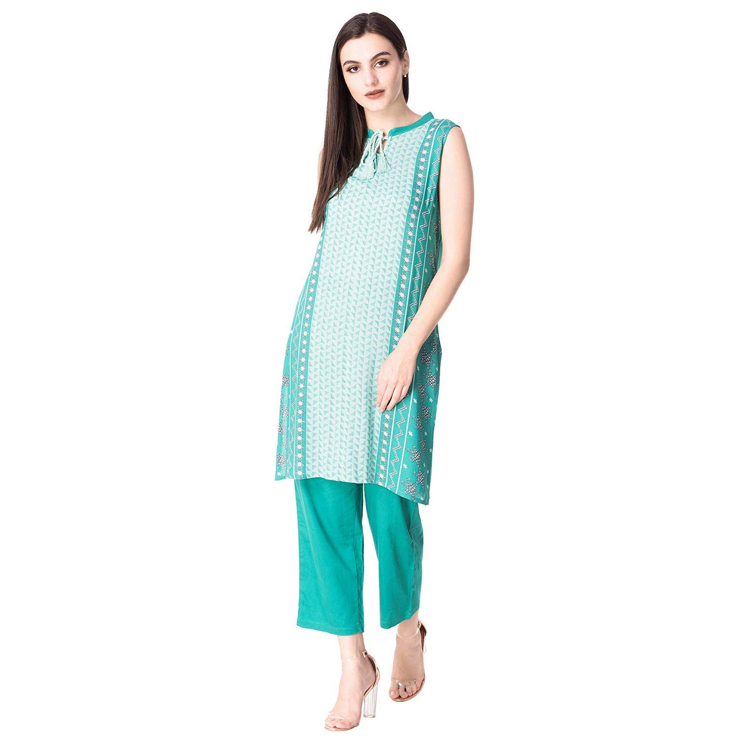 Diara Rayon STRIGHT kurti with plazo Rama green